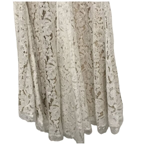 LULU'S White Stretch Lace Maxi Dress Size S-M Off Shoulder Long Sleeve Wedding - Picture 8 of 14